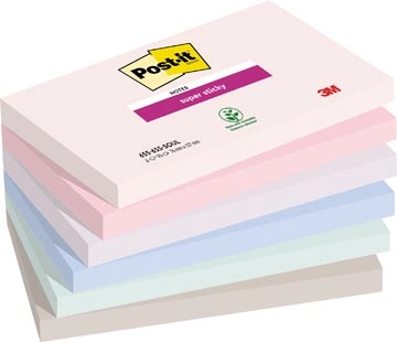 Een Post-it Super Sticky notes Soulful, 90 vel, ft 76 x 127 mm, geassorteerde kleuren, pak van 6 blokken koop je bij Muys Kantoor & Kado