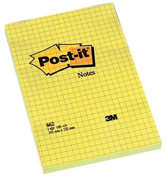 Een Post-it Notes, ft 102 x 152 mm, geel, geruit, blok van 100 vel koop je bij Muys Kantoor & Kado