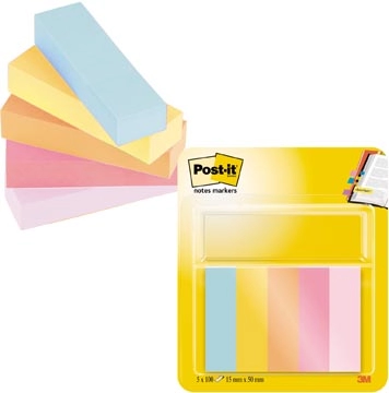 Een Post-it notes markers Beachside, ft 15 x 50 mm, blister met 5 blokjes van 50 tabs koop je bij Muys Kantoor & Kado