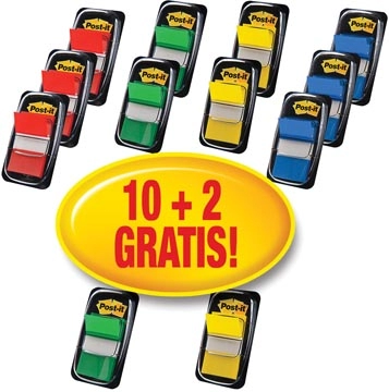 Een Post-it Index Standaard voordeelpak 10 + 2 GRATIS, geassorteerde kleuren koop je bij Muys Kantoor & Kado