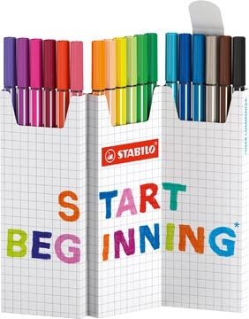 Een STABILO Pen 68 viltstift, geassorteerde kleuren, deskset van 18 stuks koop je bij Muys Kantoor & Kado