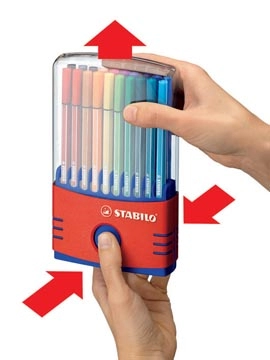 Een STABILO Pen 68 brush, ColorParade, rood-blauwe doos, 20 stuks in geassorteerde kleuren koop je bij best4office