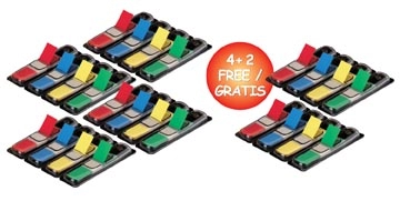 Een Post-it Index Smal, ft 11,9 x 43,2 mm, blister met 4 kleuren, 35 tabs per kleur, 4 + 2 blisters gratis koop je bij Muys Kantoor & Kado