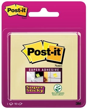 Een Post-it Super Sticky notes, 90 vel, ft 76 x 76 mm, geel koop je bij Muys Kantoor & Kado