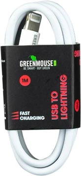 Een Greenmouse Lightning kabel, USB-A naar 8-pin, 1 m, wit koop je bij best4office