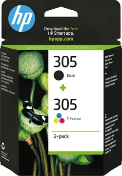 Een HP inktcartridge 305, 100-120 pagina's, OEM 6ZD17AE, 1 x zwart en 1 x 3 kleuren koop je bij best4office