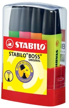 Een STABILO BOSS ORIGINAL markeerstift, Desk set Parade van 4 stuks in geassorteerde kleuren koop je bij best4office