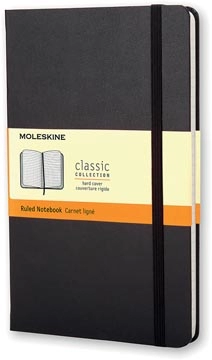 Een Moleskine notitieboek, ft 13 x 21 cm, gelijnd, harde cover, 240 bladzijden, zwart koop je bij Muys Kantoor & Kado