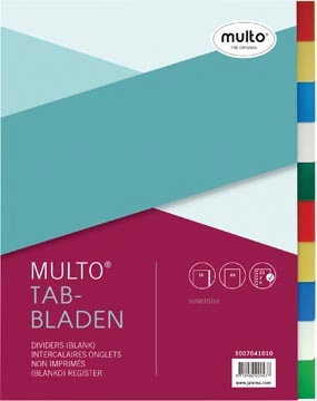 Een Multo tabbladen voor ft A4, 23-gaatsperforatie, 10-delig, geassorteerde kleuren koop je bij Muys Kantoor & Kado