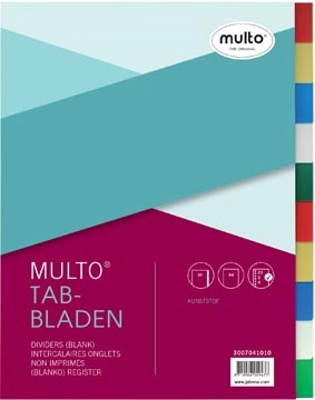 Een Multo tabbladen voor ft A4, 23-gaatsperforatie, 10-delig, geassorteerde kleuren koop je bij Muys Kantoor & Kado