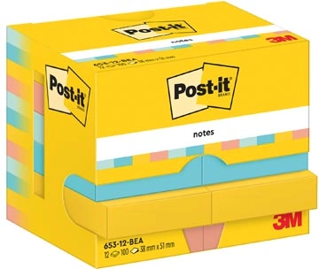 Een Post-It Notes Beachside, 100 vel, ft 38 x 51 mm, pak van 12 blokken koop je bij Muys Kantoor & Kado