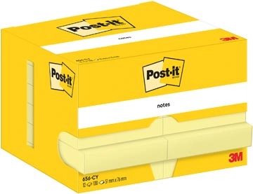 Een Post-It Notes, 100 vel, ft 51 x 76 mm, geel, pak van 12 blokken koop je bij Muys Kantoor & Kado