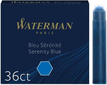 Een Waterman inktpatronen Standard, blauw (Serenity), blister van 36 stuks koop je bij Muys Kantoor & Kado