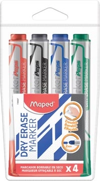 Een Maped whiteboardmarker Jumbo, ronde punt, etui van 4 stuks in geassorteerde kleuren koop je bij best4office