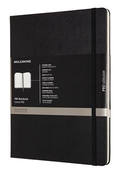 Een Moleskine notitieboek professional, ft 19 x 25 cm, gelijnd, harde cover, 189 blad, zwart koop je bij best4office