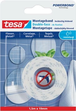 Een Tesa Powerbond montagetape Waterproof, 19 mm x 1,5 m koop je bij Muys Kantoor & Kado