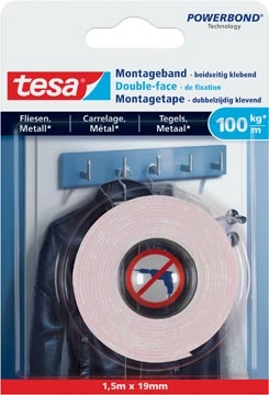 Een Tesa Powerbond montagetape Tegels en Metaal, 19 mm x 1,5 m koop je bij Muys Kantoor & Kado