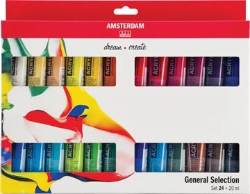 Een Amsterdam acrylverf tube van 20 ml, etui van 24 stuks koop je bij Muys Kantoor & Kado