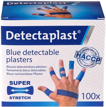 Een Detectaplast Elastic textielpleister, assorti afmetingen, pak van 100 stuks koop je bij Muys Kantoor & Kado