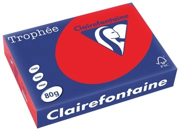 Een Clairefontaine Trophée Intens, gekleurd papier, A4, 80 g, 500 vel, koraal rood koop je bij Muys Kantoor & Kado