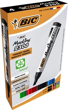 Een Bic permanent marker Marking 2300 ECOlutions, doos van 4 stuks, assorti koop je bij Muys Kantoor & Kado