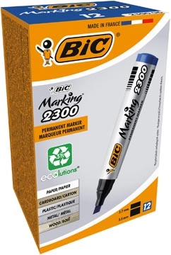 Een Bic permanent marker 2300 ECOlutions, schrijfbreedte 3,7 - 5,5 mm, schuine punt, blauw koop je bij Muys Kantoor & Kado