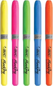 Een Bic markeerstift Highlighter Grip, blister van 5 stuks in geassorteerde kleuren koop je bij Muys Kantoor & Kado