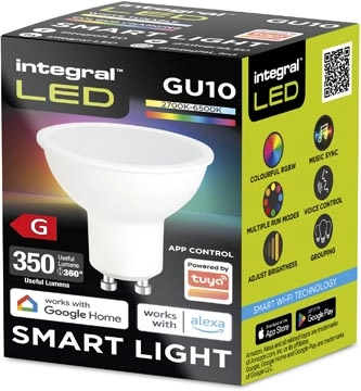 Een Integral Smart LED spot GU10, RGBW 2.700 - 6.500 K, 4,9 W, 350 lumen koop je bij Muys Kantoor & Kado