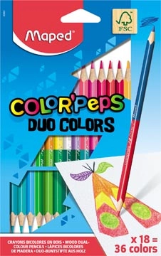 Een Maped kleurpotlood Color'Peps Duo, blister met 18 stuks koop je bij Muys Kantoor & Kado