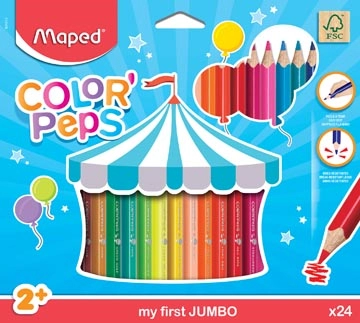 Een Maped kleurpotlood Color'Peps Jumbo Early Age, 24 potloden in een kartonnen etui koop je bij best4office