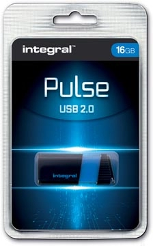 Een Integral Pulse USB 2.0 stick, 16 GB, zwart/blauw koop je bij best4office