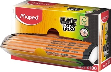 Een Maped potlood Black'Peps HB, zonder gum, kartonnen displaydoos van 100 stuks koop je bij Muys Kantoor & Kado