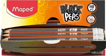 Een Maped potlood Black'Peps HB, met gum, kartonnen displaydoos van 100 stuks koop je bij Muys Kantoor & Kado