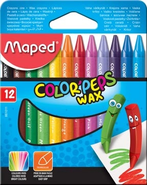 Een Maped waskrijt Color'Peps Wax, doos van 12 stuks in geassorteerde kleuren koop je bij best4office