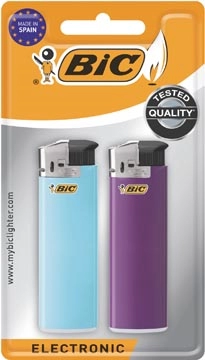 Een BIC Maxi elektronische aansteker, geassorteerde kleuren, blister van 2 stuks koop je bij Muys Kantoor & Kado