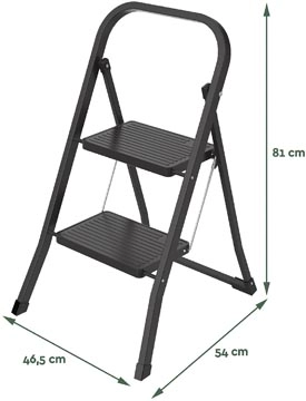 Een Brasq trapladder SL200, metaal, zwart, 2 treden koop je bij best4office