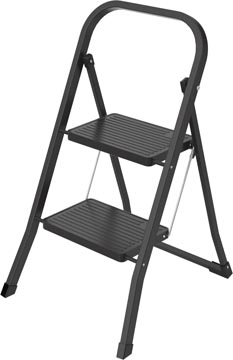 Een Brasq trapladder SL200, metaal, zwart, 2 treden koop je bij best4office