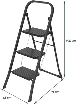 Een Brasq trapladder SL300, metaal, zwart, 3 treden koop je bij best4office