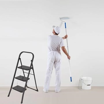 Een Brasq trapladder SL300, metaal, zwart, 3 treden koop je bij best4office