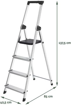 Een Brasq trapladder SL400, aluminium, zilver, 4 treden koop je bij best4office