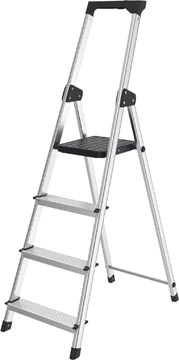 Een Brasq trapladder SL400, aluminium, zilver, 4 treden koop je bij best4office