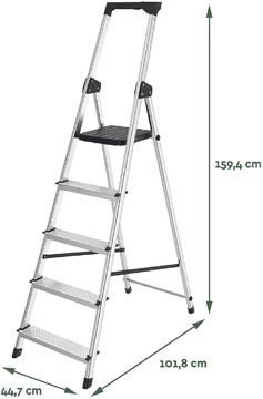 Een Brasq trapladder SL500, aluminium, zilver, 5 treden koop je bij best4office