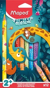 Een Maped kleurpotlood Jungle Fever Jumbo, etui van 12 stuks, assorti koop je bij best4office