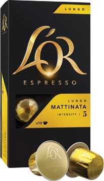 Een Douwe Egberts L'Or Intensity koffiecapsules, Mattinata, pak van 10 stuks koop je bij Muys Kantoor & Kado