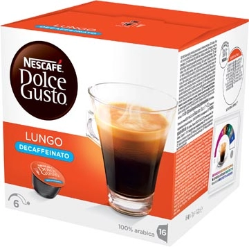 Een Nescafé Dolce Gusto koffiecapsules, Lungo Decaffeinato, pak van 16 stuks koop je bij Muys Kantoor & Kado