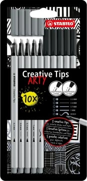 Een STABILO Creative Tips ARTY, geassorteerde punten, pak van 10 stuks, grijs/zwart koop je bij best4office