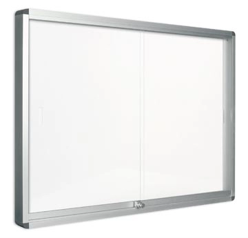 Een Pergamy glazen vitrine met schuifdeur en magnetische achtergrond ft 12 x A4 koop je bij best4office