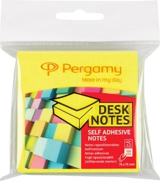 Een Pergamy notes, ft 76 x 76 mm, pak van 2, neon geel en neon groen koop je bij best4office