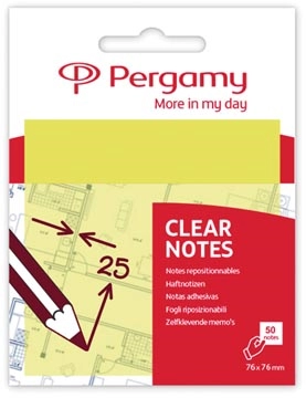 Een Pergamy transparante notes, ft 76 x 76 mm, 50 vel, geel koop je bij best4office