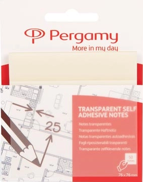 Een Pergamy transparante notes, ft 76 x 76 mm, 50 vel, wit koop je bij best4office